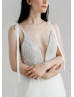Tied Shoulder Straps Pearl Embellished Unique Wedding Dress Tied Shoulder Straps Pearl Embellished Unique Wedding Dress